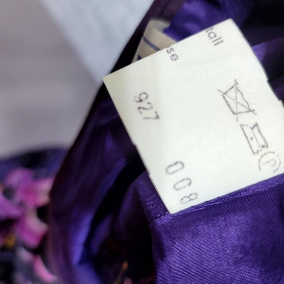 Vintage 70s Vera‎ Mont Paris Purple Floral Print Maxi Dress Ruffle Collar L/S - Picture 14 of 14